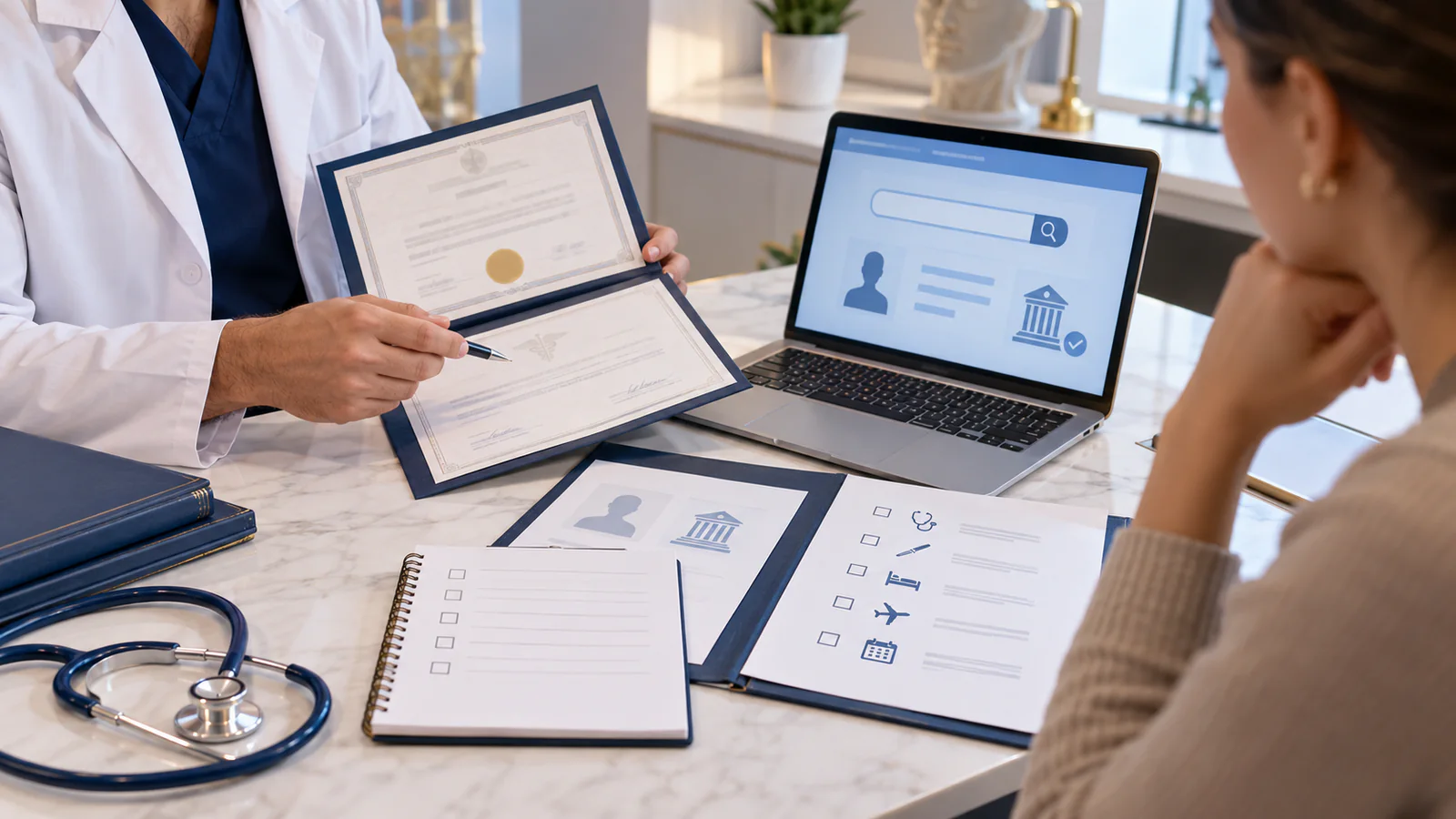 Illustration de consultation et de préparation pour Lifting mammaire